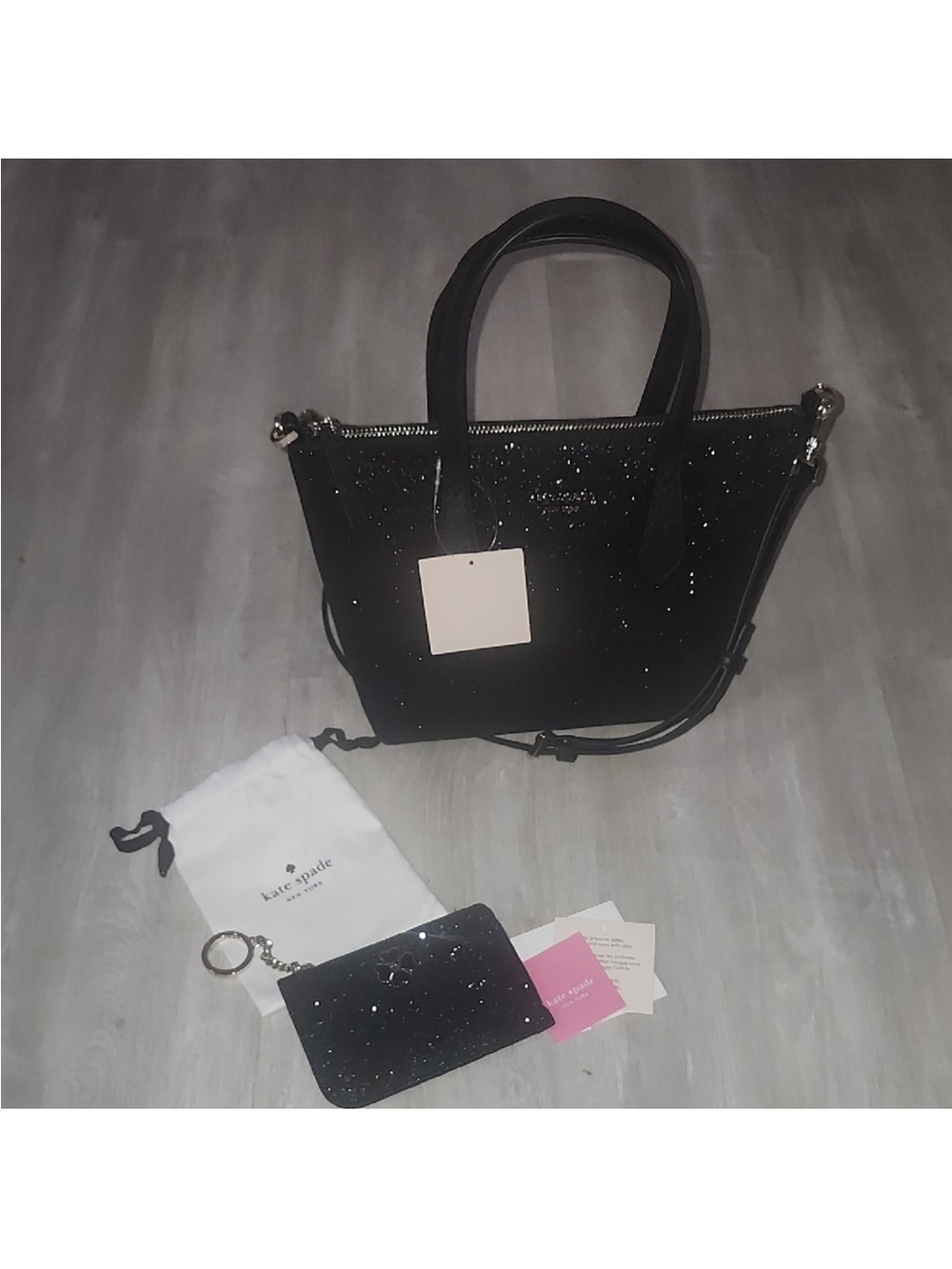 Kate Spade Joeley Black
Glimmer Small Satchel and
Cardholder